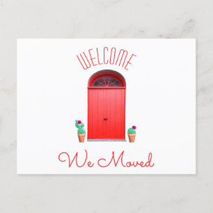 We Moved Address Change Southwest Red Doors Cactus Announcement Postcard