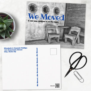 We Moved Adirondack Chairs Monochrome Announcement Postcard