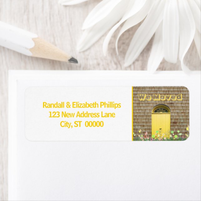 We Moved Announcement Yellow Flowers Double Doors (Insitu)