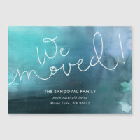 We Moved! Blue Hand-lettered New Address Magnet