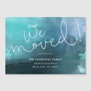 We Moved! Blue Hand-lettered New Address Magnet