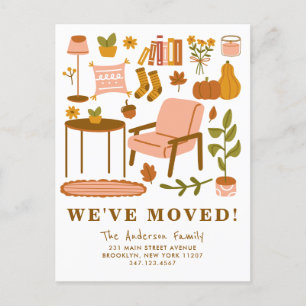 We Moved Boho Fall Home Thanksgiving Autumn Moving Announcement Postcard