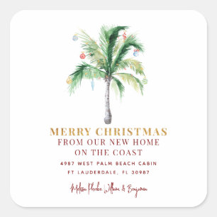 We Moved Christmas Holidays Palm Trees Moving Square Sticker