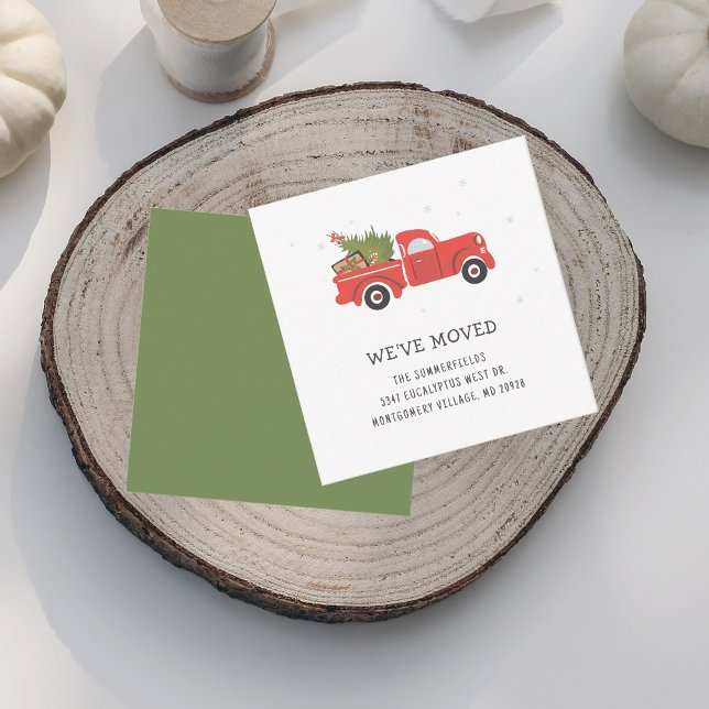 We Moved Christmas Red Truck Moving Announcement (Christmas Red Truck Family Moving Announcement)