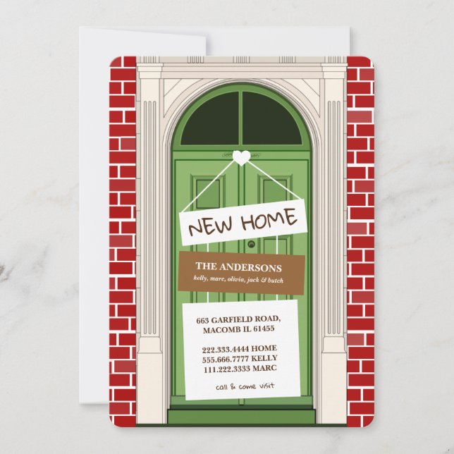 We Moved Door Sign Brick Wall Custom New Home Announcement (Front)