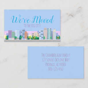 We Moved Fun City Skyline Home Address Change Business Card