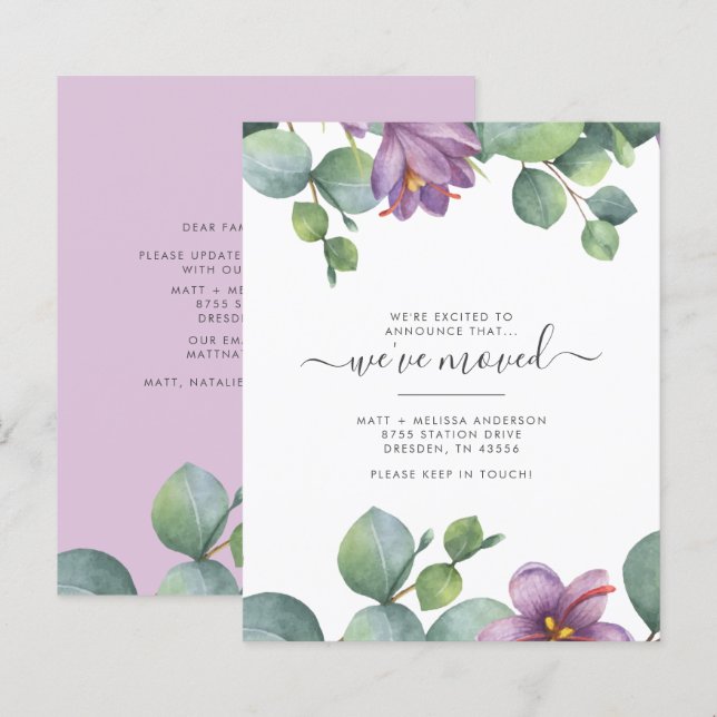 We Moved Greenery Chic Moving Announcement (Front/Back)