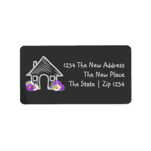 We Moved Home Blackboard Doodle Personalized Label