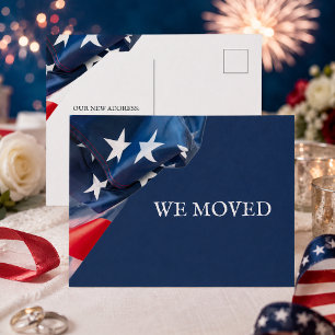We Moved New Address American Flag Postcard