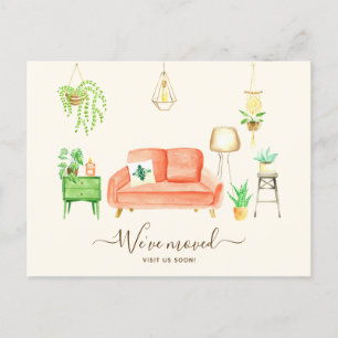 We Moved New Address Cute Boho Interior Home Holiday Postcard