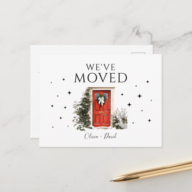 We Moved New Address Holiday Moving Announcement Postcard (Front/Back In Situ)