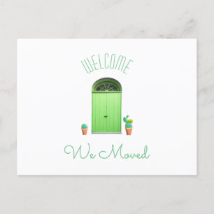 We Moved New Address Southwest Green Doors Cactus Announcement Postcard