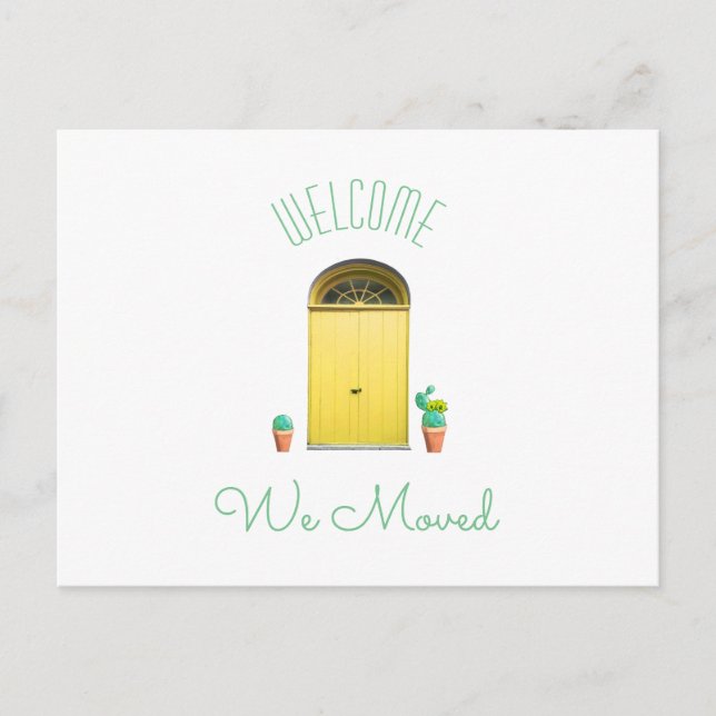 We Moved New Address Southwest Yellow Door Cactus Announcement Postcard (Front)