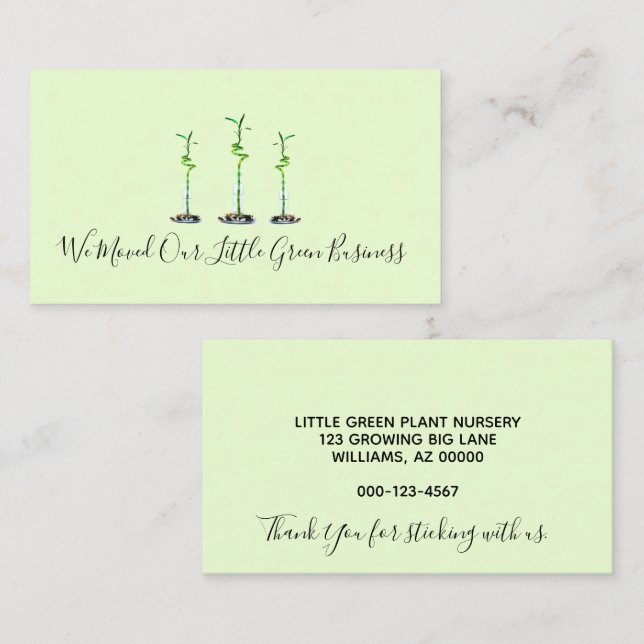 We Moved New Business Address Lucky Bamboo Business Card (Front/Back)