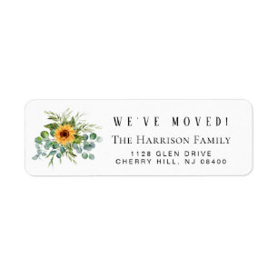 We Moved Sunflower Eucalyptus Return Address