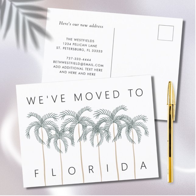 We Moved to Florida Palm Trees New Address Announcement Postcard (Creator Uploaded)