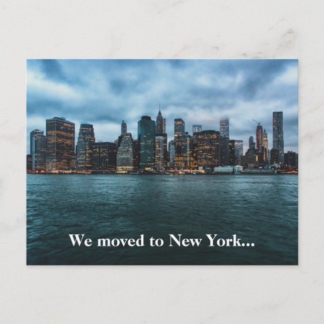 We Moved to New York City Skyline Photo Moving Postcard (Front)