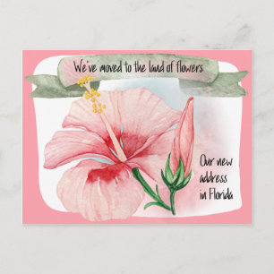 We Moved to the Land of Flowers New Address Announcement Postcard