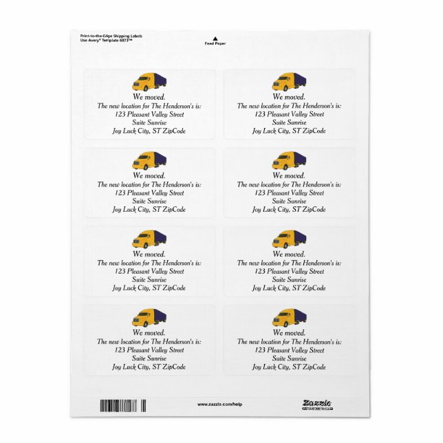 We moved, truck themed new address labels (Full Sheet)