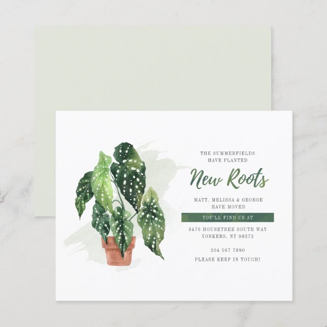 We Moved Watercolor Plants Moving Announcement (Front/Back)