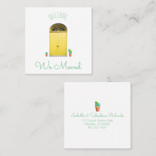 We Moved Yellow Doors Southwest Potted Cactus Square Business Card