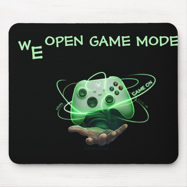 "We Open Game Mode" Levitating Neon Controller Mou Mouse Pad (Front)