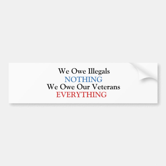We Owe Illegals NOTHING Bumper Sticker (Front)