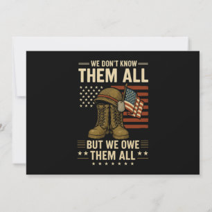 We Owe Them All Patriotic Veterans Day Memorial Invitation