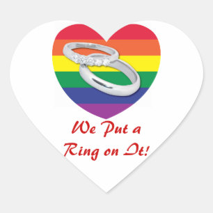 We Put a Ring on It Gay Wedding Heart Sticker