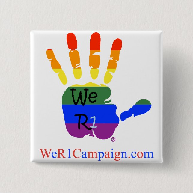 We R1 Rainbow Hand Button (Front)