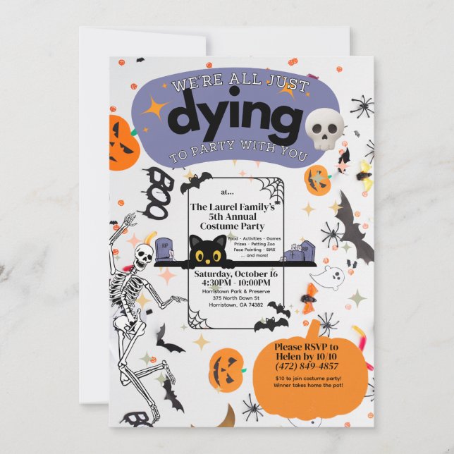 We’re All Just Dying to Party | Halloween Costume  Invitation (Front)