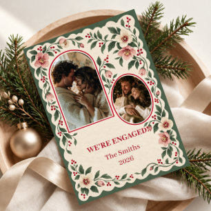 We’re Engaged Christmas 2 Photo Holiday Card