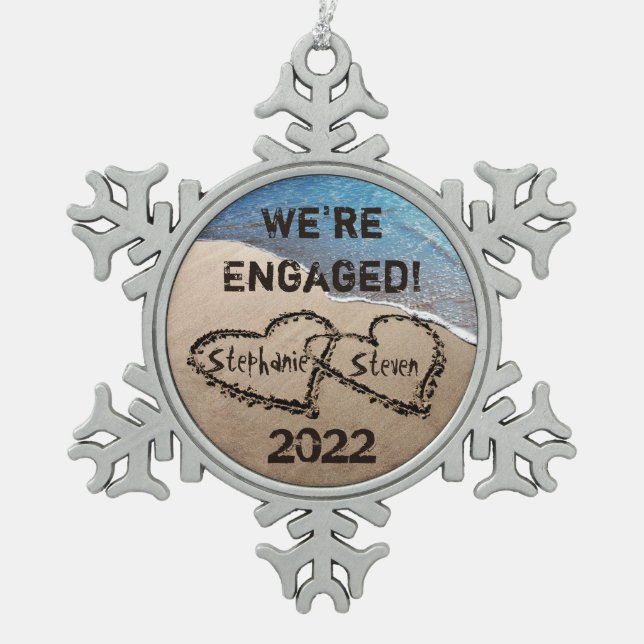 We’re Engaged Snowflake Ornament (Front)