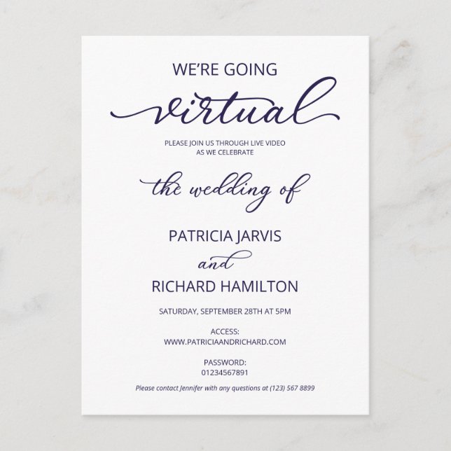 We’re Going Virtual Online Wedding Invitation Postcard (Front)