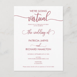 We’re Going Virtual Online Wedding Invitation Postcard