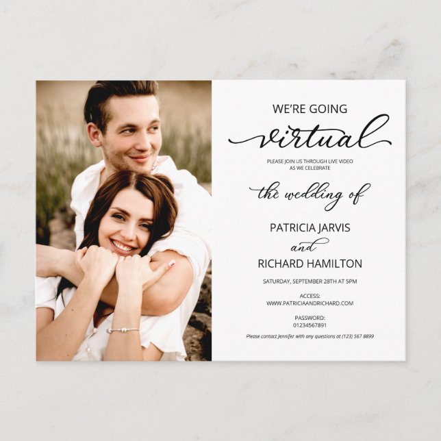 We’re Going Virtual Wedding Photo Invitation Postc Postcard (Front)