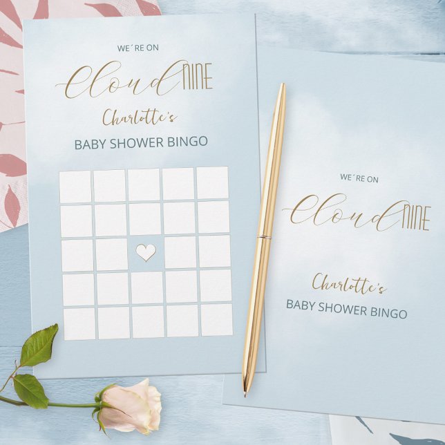 We´re on Cloud 9 Blue Baby Shower Bingo Game (We´re on Cloud 9 Blue Baby Shower Bingo Game ©Susanne Sachers - Sunny Mind Design 🌞)
