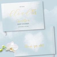 We´re on Cloud 9 Elegant Script Blue Baby Shower