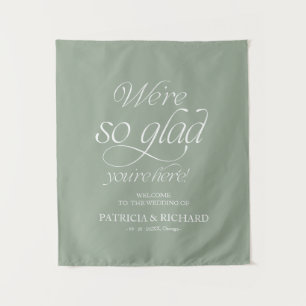We’re So Glad You’re Here Welcome Sign Tapestry
