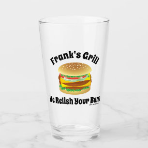 We Relish Your Buns Funny Personalized Hamburger Glass