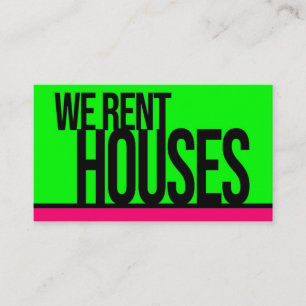 We Rent Houses Hot Green Hot Pink Business Card