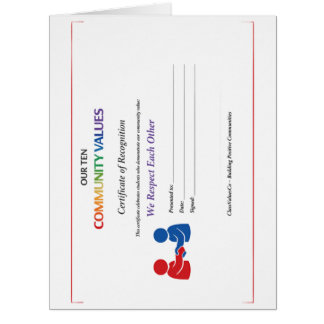 We Respect Each Other Certificate Award