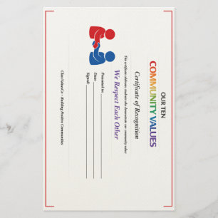 We Respect Each Other Certificate Stationery Paper