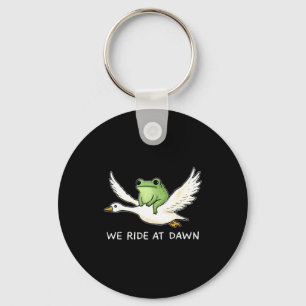 We Ride At Dawn Funny Frog Riding Goose Chaotic An Keychain