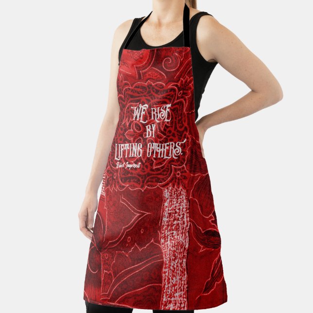 We Rise by Lifting Others Apron Red Patchwork (Insitu)