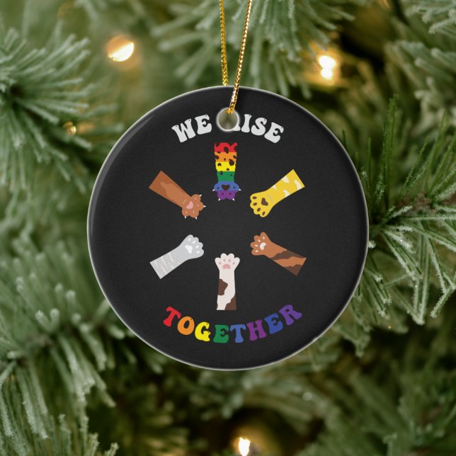 We Rise Together | Paw Print | Diversity | Unity Ceramic Ornament (Tree)