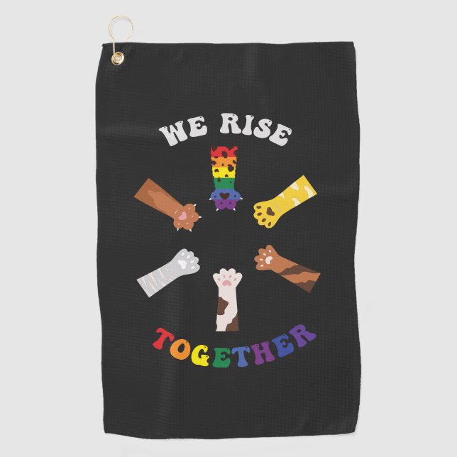 We Rise Together | Paw Print | Diversity | Unity Golf Towel (Front)