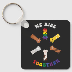 We Rise Together   Paw Print   Diversity   Unity Keychain