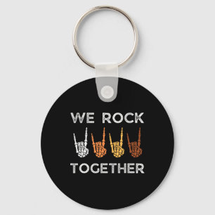 We Rock Together Skeleton Hands Rock Funny Hallowe Keychain