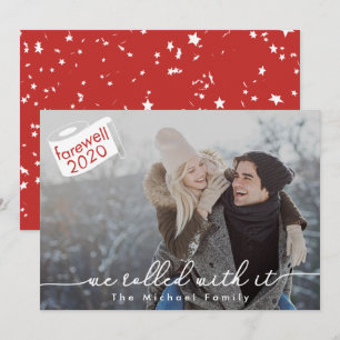 We Rolled with It Red and White Stars 2020 Photo Holiday Card